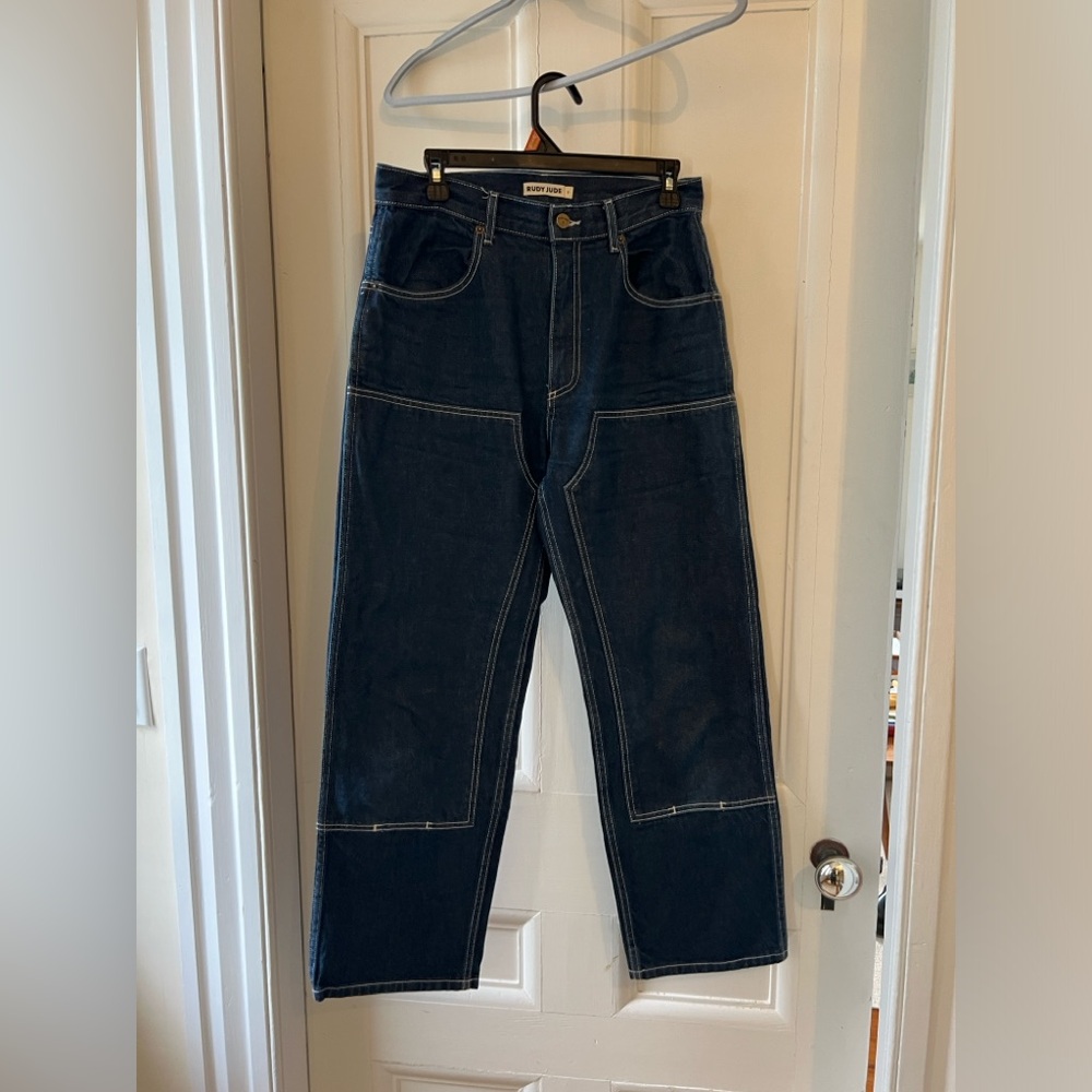 Rudy Jude Utility Jeans, indigo with white stitching, size 3